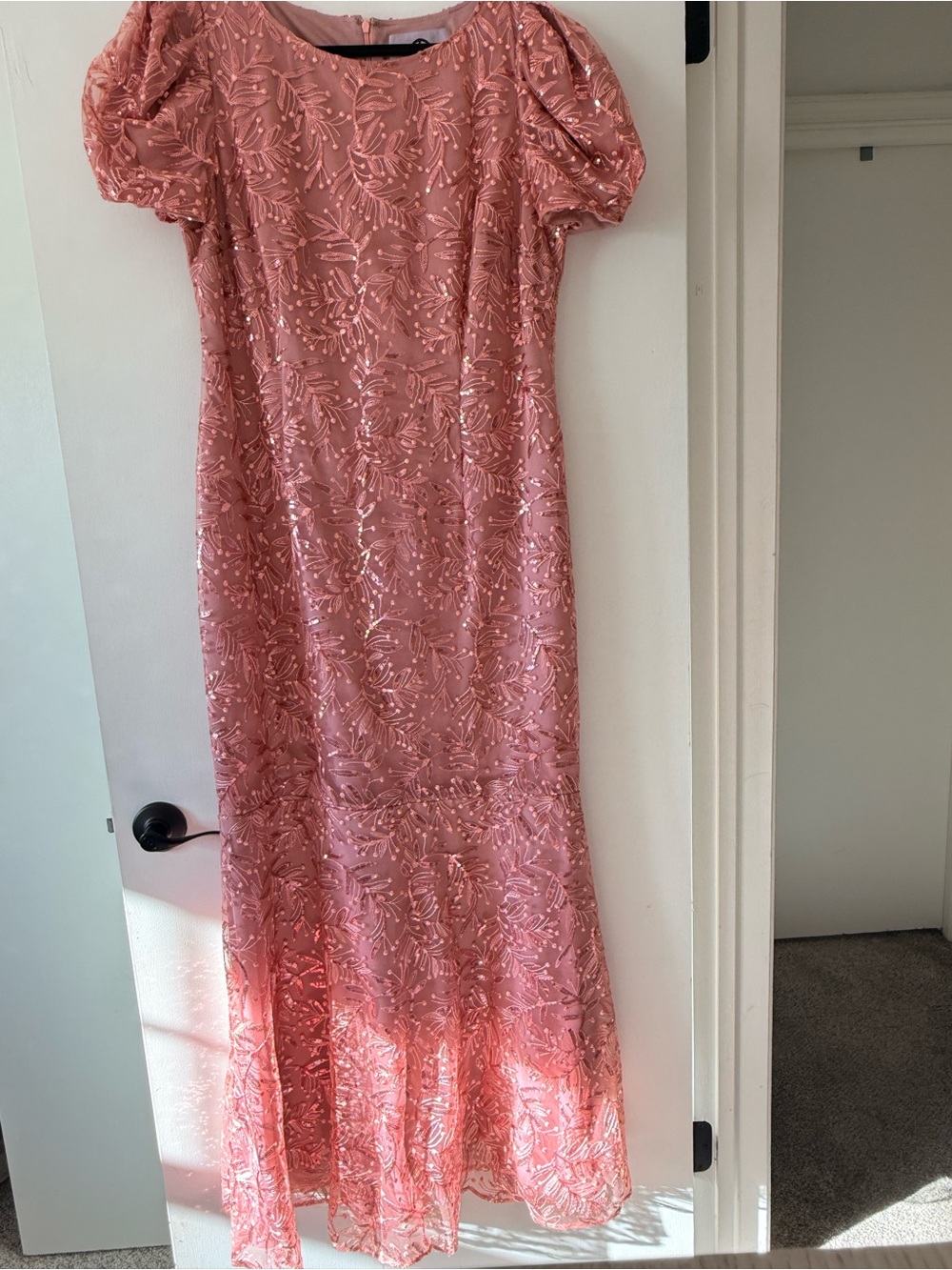 JS Collections Rose Pink Sequin Embellished Maxi Dress